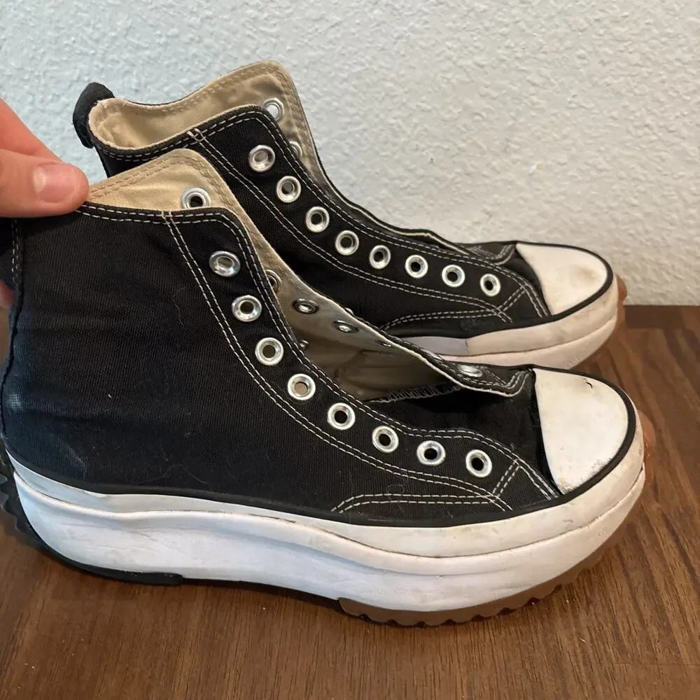Converse Run Star Hike Hi Canvas Platform Sneakers Black Size 6.5 Mens no laces